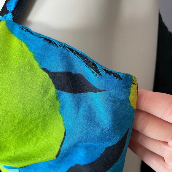 Jax Floral Dress FLAWS A-Line Size 6 Blue Green Yellow Fit and Flare Sleeveless - Picture 10 of 14